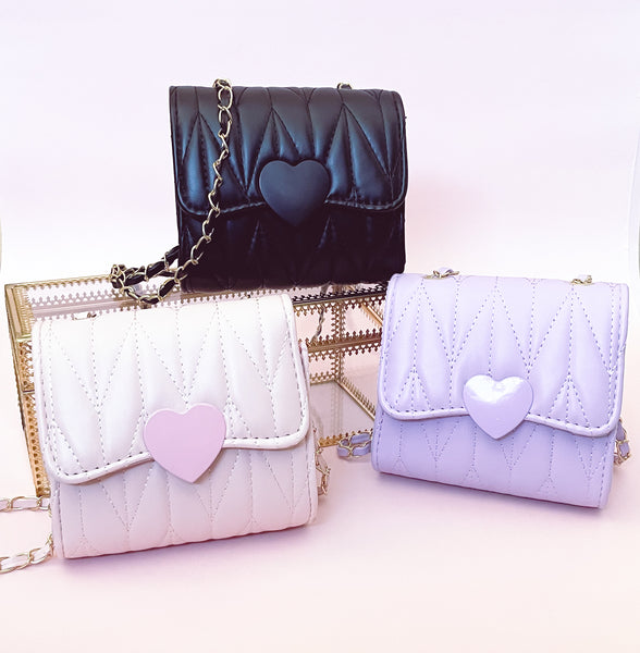 PURPLE Heart Faux Leather Purse