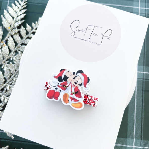 Mouse Christmas Kiss Glam Clip