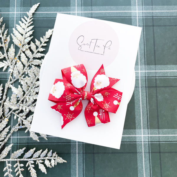 Santa Ribbon Hair Bow