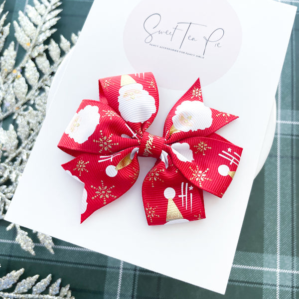 Santa Ribbon Hair Bow