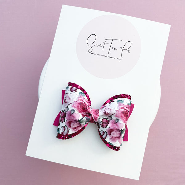 Love Roses Pinched Loop Hair Bow