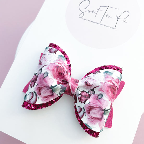 Love Roses Pinched Loop Hair Bow