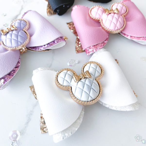 White Minnie Pinched Loop Hair Bow