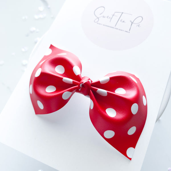 Red Dot Knot Hair Bow