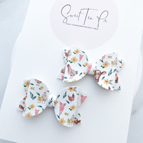 On the Farm Pigtail Hair Bows