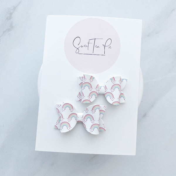 Rainbows Pigtail Hair Bows