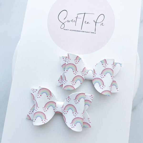 Rainbows Pigtail Hair Bows