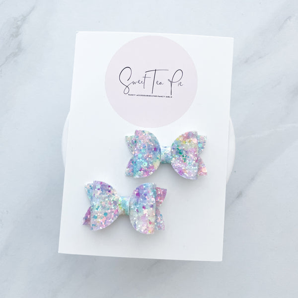Pastel Melt Glitter Pigtail Hair Bows