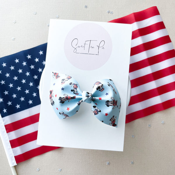 Patriotic Mouse Knot Hair Bow