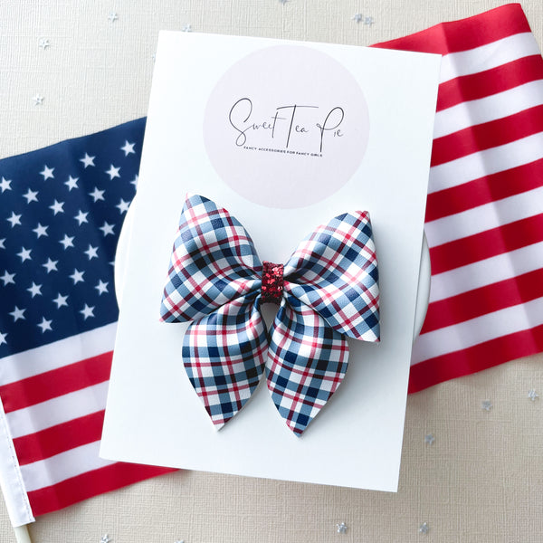 4th of July Plaid - Sailor Hair Bow