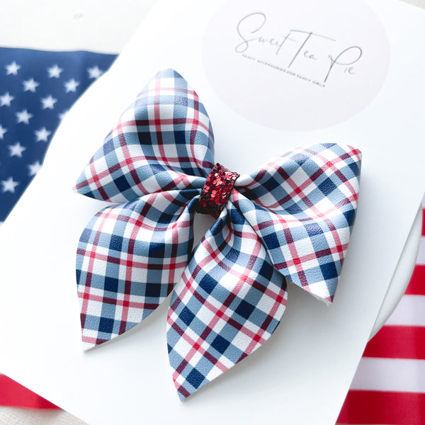 4th of July Plaid - Sailor Hair Bow