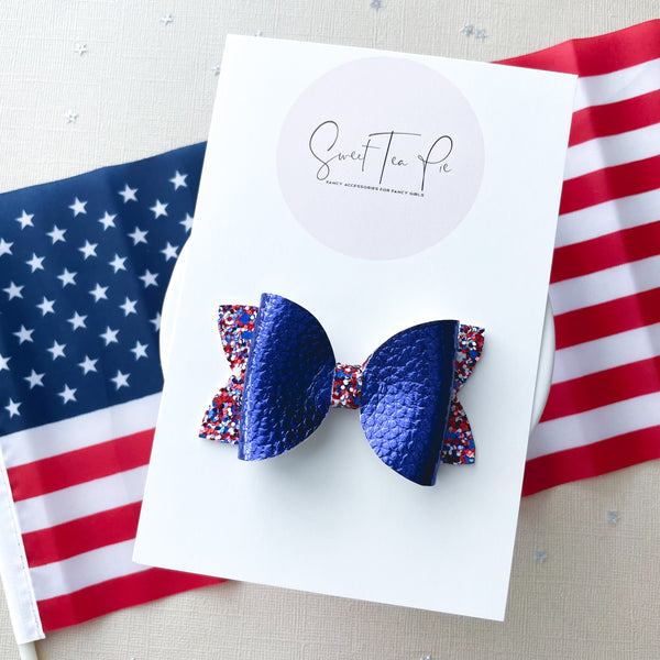 Metallic Blue Single Loop Hair Bow