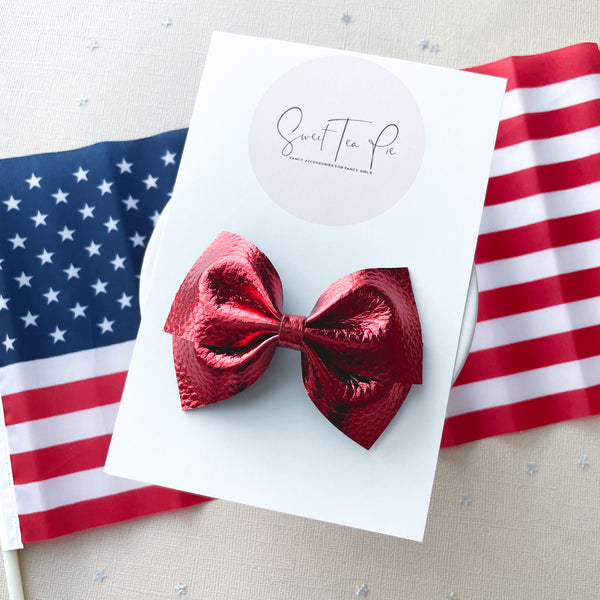 Metallic Red Modern Lu Hair Bow
