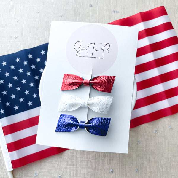 Baby Bow Set of 3 - Red, White and Blue