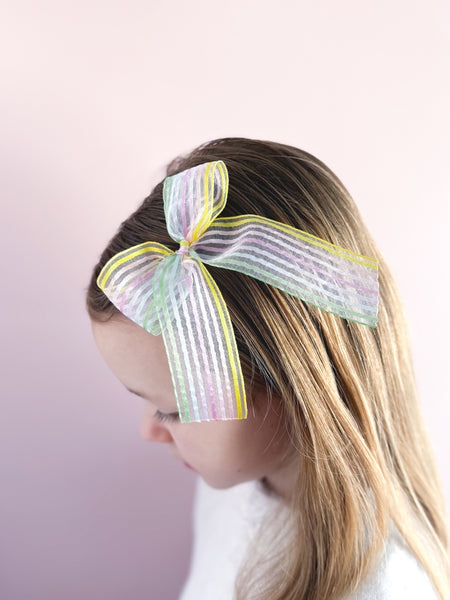 Rainbow Stripes Fable Ribbon Hair Bow