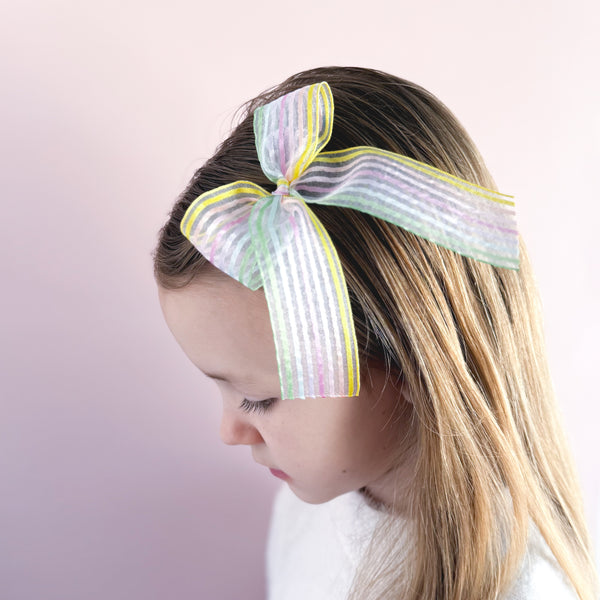 Rainbow Stripes Fable Ribbon Hair Bow