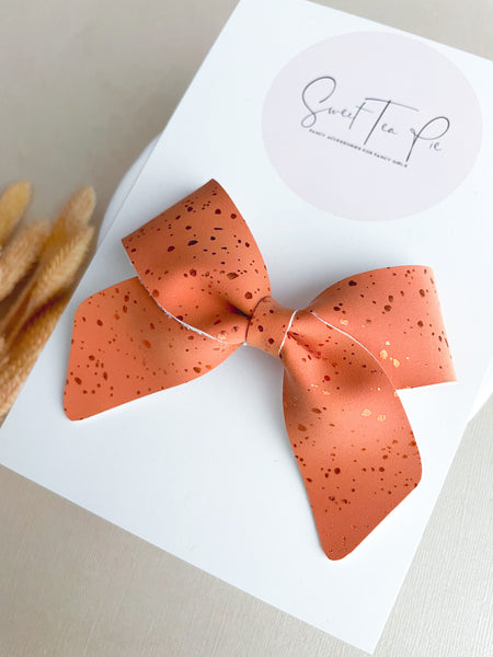 Pumpkin with Gold Flecks Schoolgirl Bow