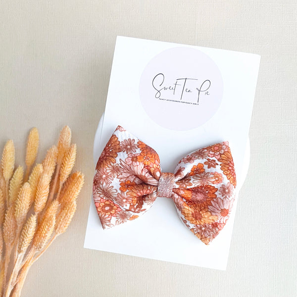 Harvest Flower Garden Fabric Hair Bow