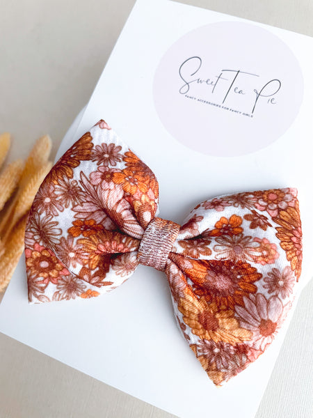 Harvest Flower Garden Fabric Hair Bow