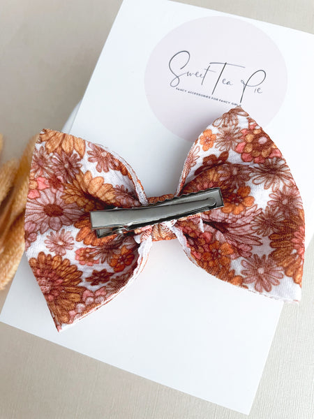 Harvest Flower Garden Fabric Hair Bow