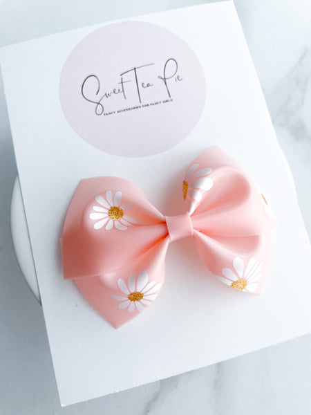 Pink Flower Modern Lu Hair Bow (POOL BOW)