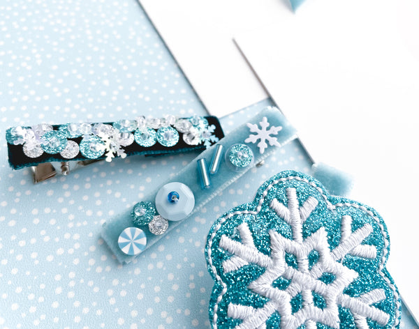 Sequin Velvet Lined Hair Clip - 013