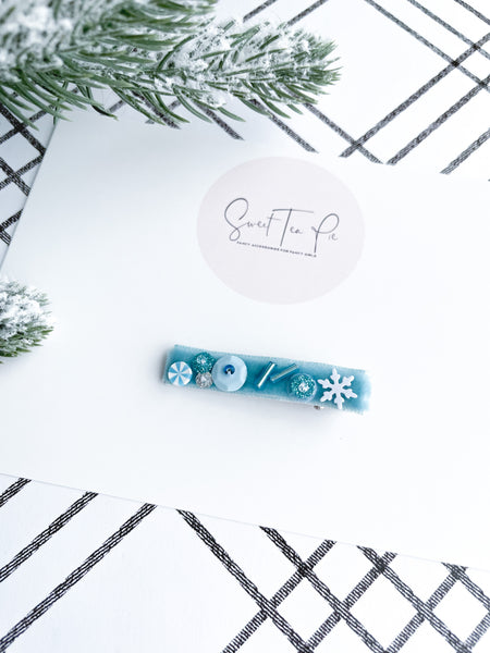 Sequin Velvet Lined Hair Clip - 013