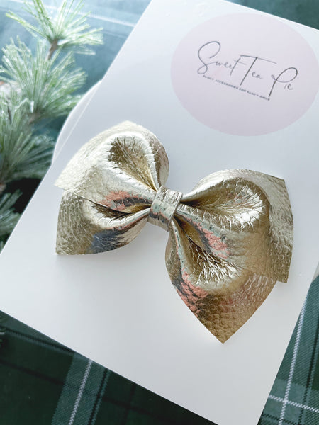 Gold Metallic Modern Lu Hair Bow