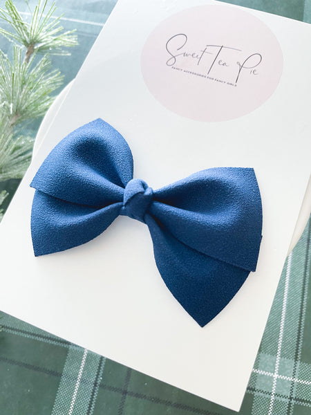 Blue Suede Modern Lu Hair Bow