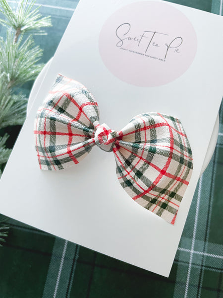 Holiday Plaid Knot Hair Bow