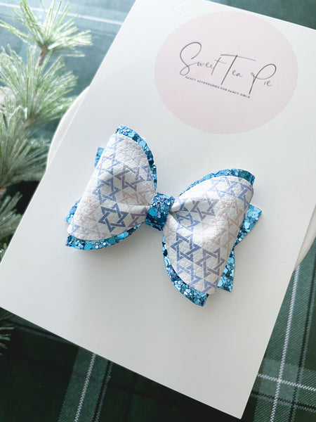 Hanukkah Pinched Loop Hair Bow