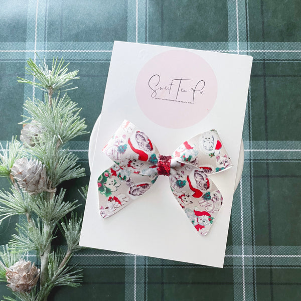 Christmas Cats Schoolgirl Bow