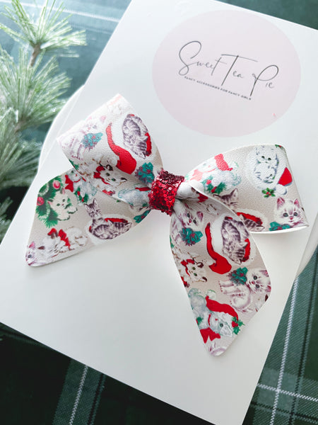 Christmas Cats Schoolgirl Bow