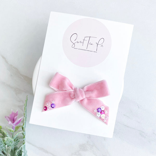 Just Like Magic Sequin Dripped Schoolgirl Bow - 02