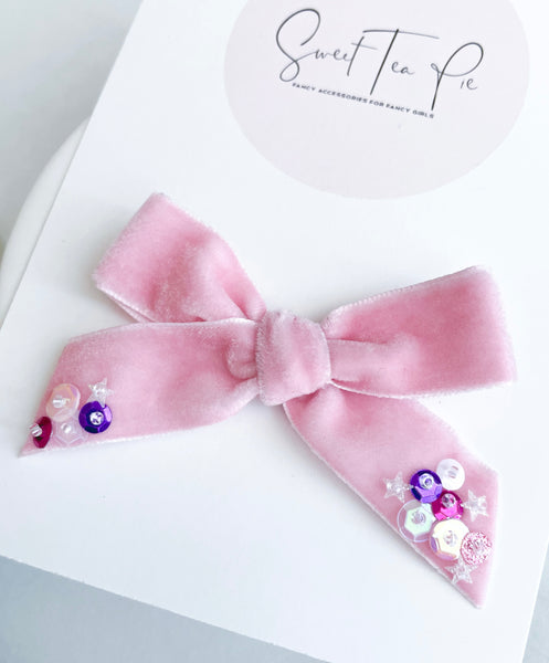 Just Like Magic Sequin Dripped Schoolgirl Bow - 02