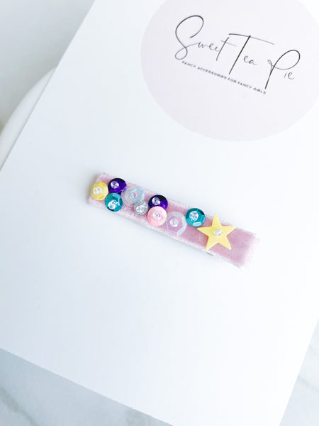 Sequin Velvet Lined Hair Clip - 020