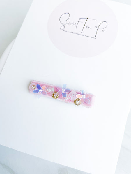 Sequin Velvet Lined Hair Clip - 022
