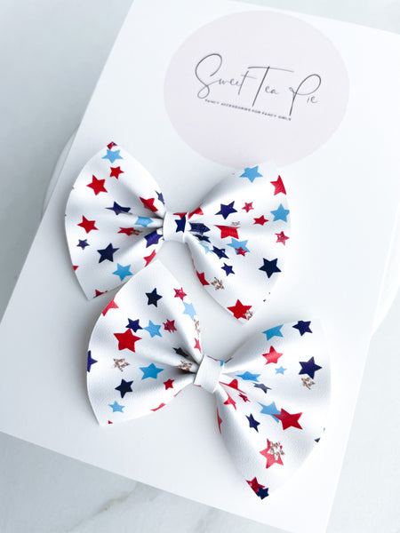 USA Stars Pigtail Hair Bows