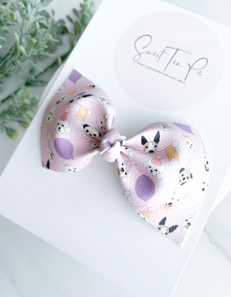 Birthday Pup Knot Hair Bow