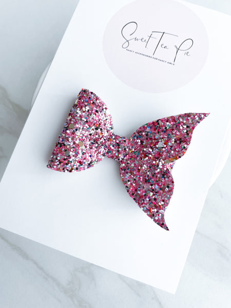Pink Beach Mermaid Tail Glitter Hair Bow