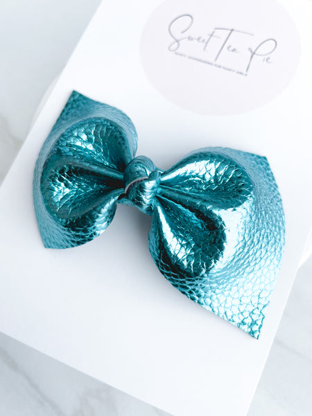 Aqua Blue Knot Hair Bow