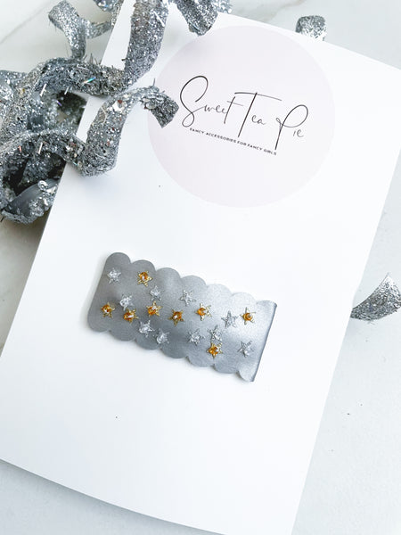 Golden Stars Sequin Snap Clip