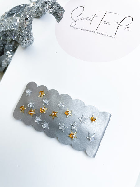 Golden Stars Sequin Snap Clip