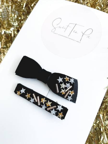 NYE 2023 Sequin Velvet Hair Bow