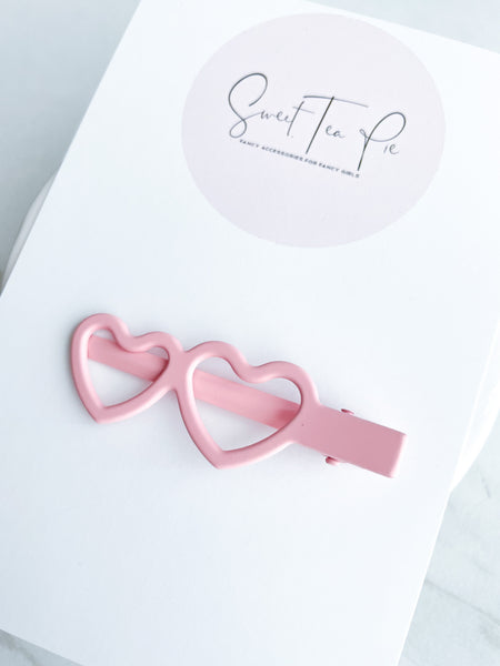 Pink Heart Sunglasses Glam Clip