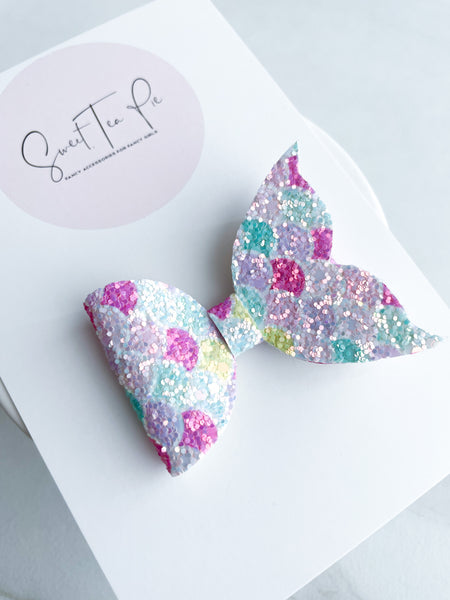 Pastel Scales Mermaid Tail Glitter Hair Bow