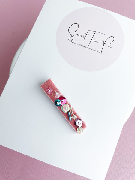 Sequin Velvet Lined Hair Clip - 016