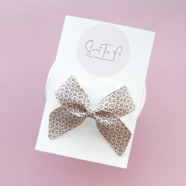 Pink Leopard Schoolgirl Bow