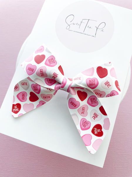 Conversation Hearts Schoolgirl Bow
