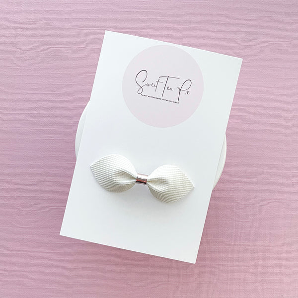 White Graph Petite Hair Bow